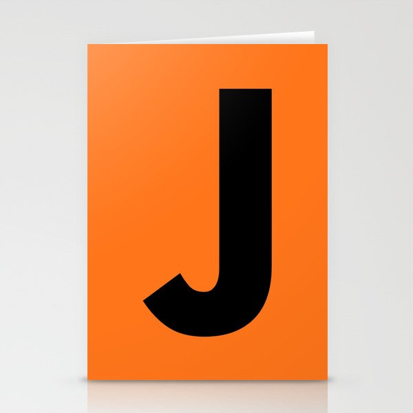 Letter J (Black & Orange) Stationery Cards