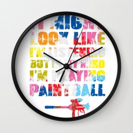 Paintball Player Shooting Paint Gun Colorful Gift Wall Clock