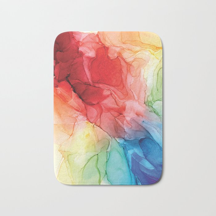 Rainbow Good Vibes Abstract Painting Bath Mat