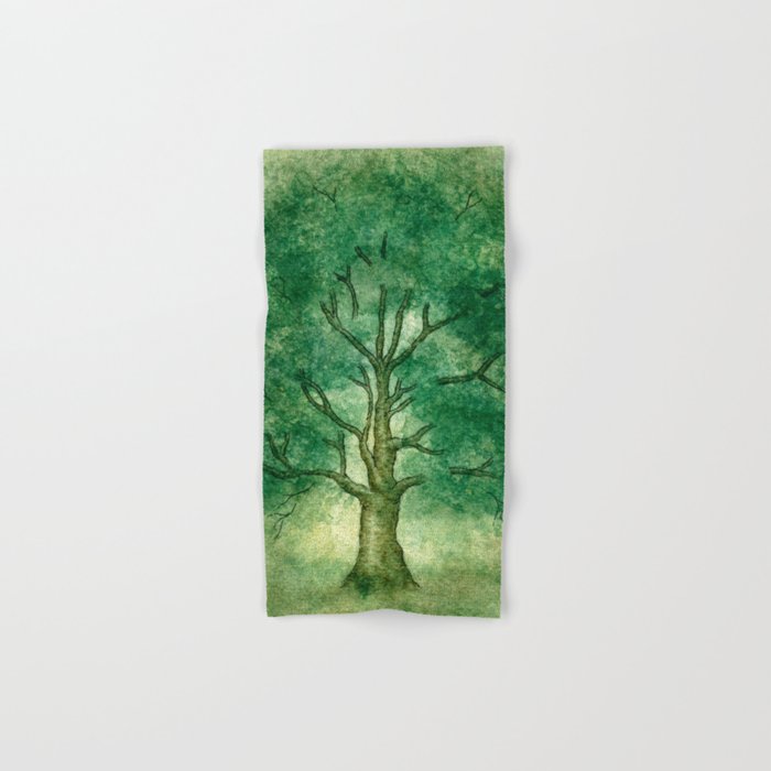 Watercolor Oak Tree in a Fog Hand & Bath Towel