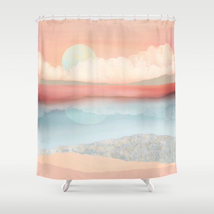 Mint Moon Beach Shower Curtain By, Fabric Beach Shower Curtain