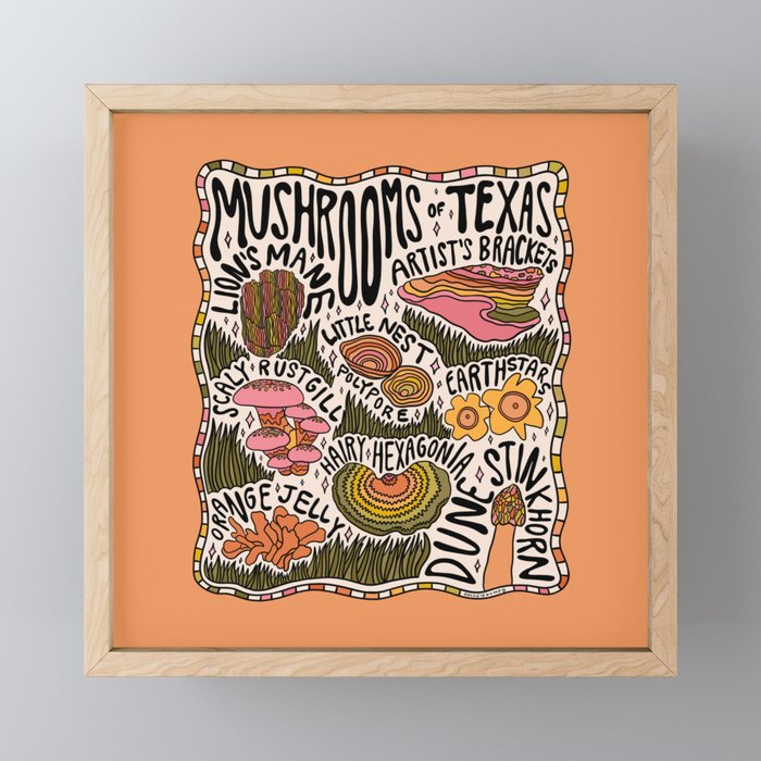 Mushrooms of Texas Framed Mini Art Print