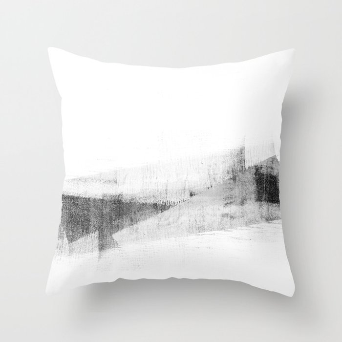 Minimalist Geometric Abstract in Grey and White Throw Pillow