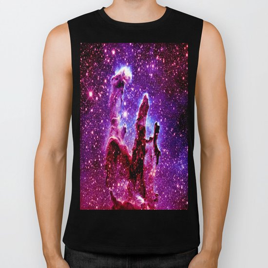 galaxy nebula : Pink & Purple pillars of creation Biker Tank