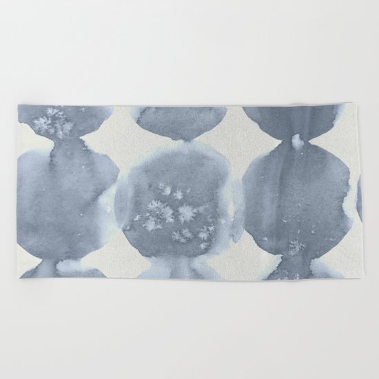 Shibori Wabi Sabi Indigo Blue on Lunar Gray Beach Towel