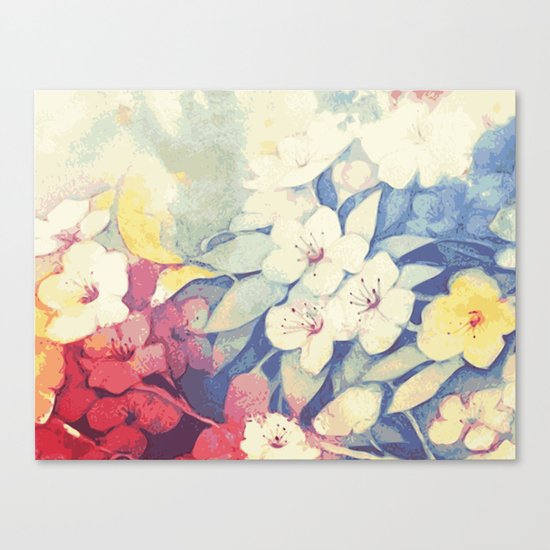 Spring flowers blue and red Canvas Print