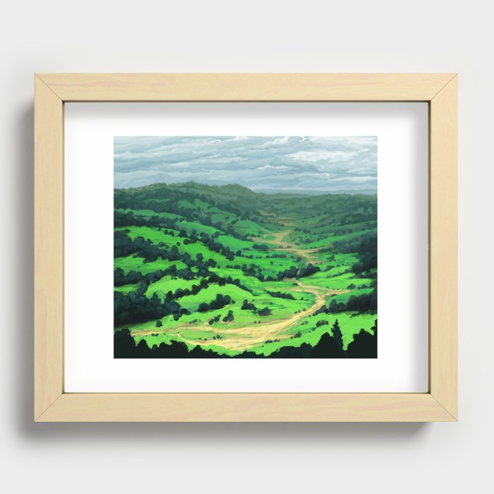 Green Hills Bright Rolling Fantasy Vista Recessed Framed Print