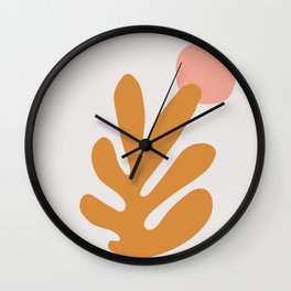 matisse orange leaf cutoff- modern art Wall Clock
