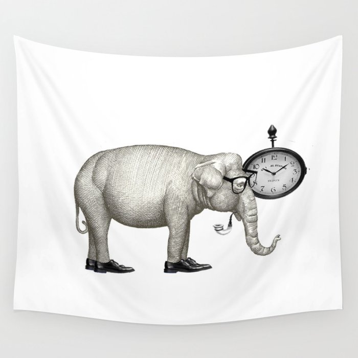 Elefante con gafas, espera. Wall Tapestry