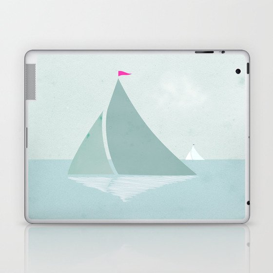 Peaceful seascape with sailboats Laptop & iPad Skin