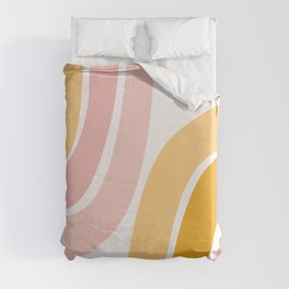 Abstract Shapes 37 in Mustard Yellow and Pale Pink Duvet Cover