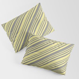 [ Thumbnail: Grey and Tan Colored Striped/Lined Pattern Pillow Sham ]