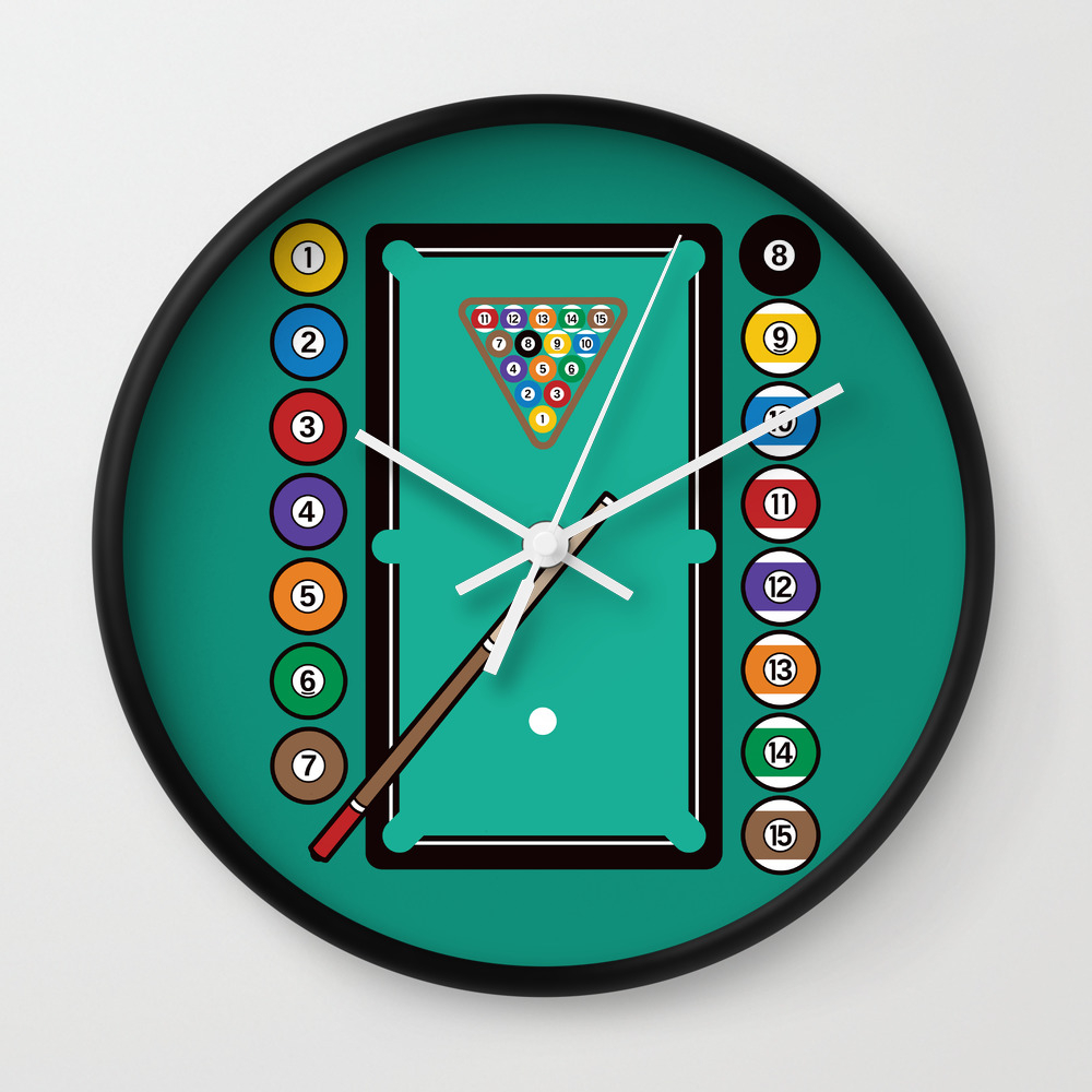 Billiards Table And Equipment Wall Clock By Lisann Society6