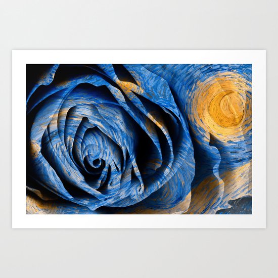 Starry Night Rose Art Print