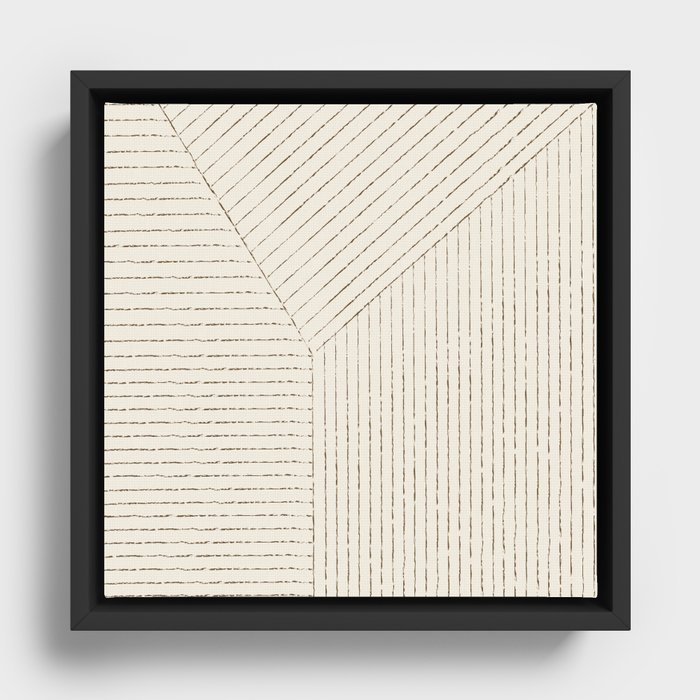 Lines (Cream & Chocolate) Framed Canvas