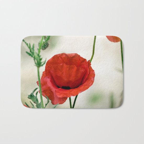 Red poppy Bath Mat