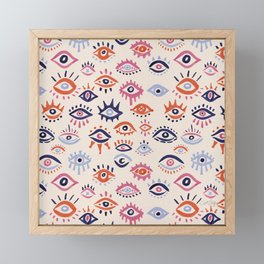 Mystic Eyes – Coral & Navy Framed Mini Art Print