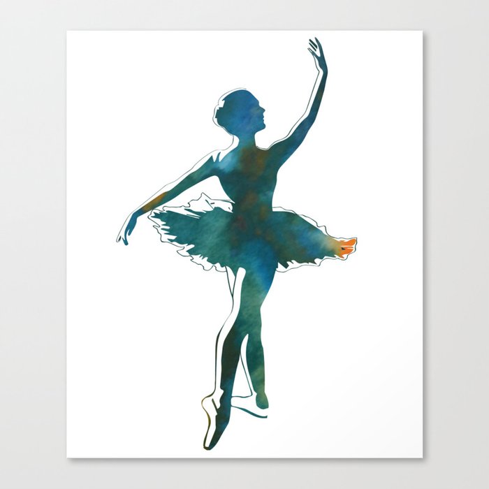 Ballerina Dancer Tutu Watercolor Bun Dance Ballet Canvas Print