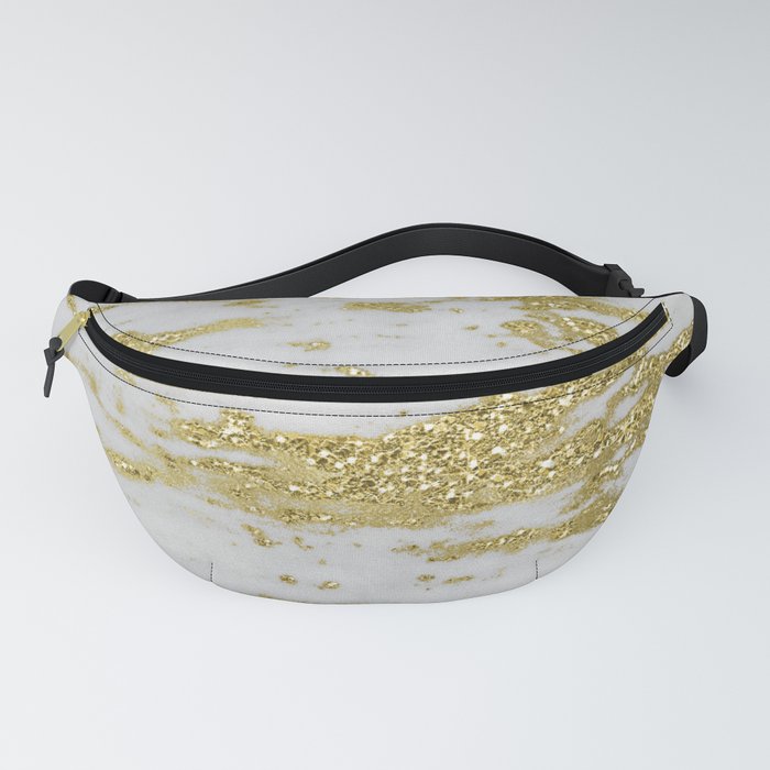 Marble - Glittery Gold Marble on White Design Fanny Pack