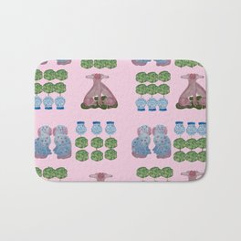 Pink Topiary Topiaries Pink Staffordshire Dogs  Bath Mat