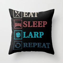 Eat Sleep Larp Repeat Geeky Fantasy RPG Throw Pillow