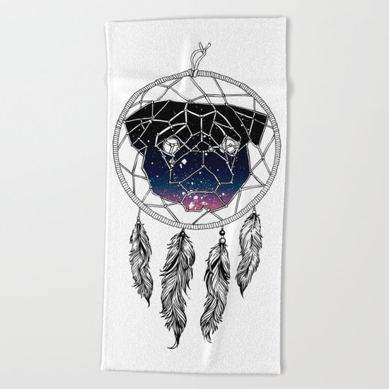 Dreamcather Pug Beach Towel