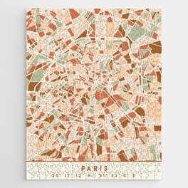 PARIS FRANCE CITY MAP EARTH TONES Jigsaw Puzzle