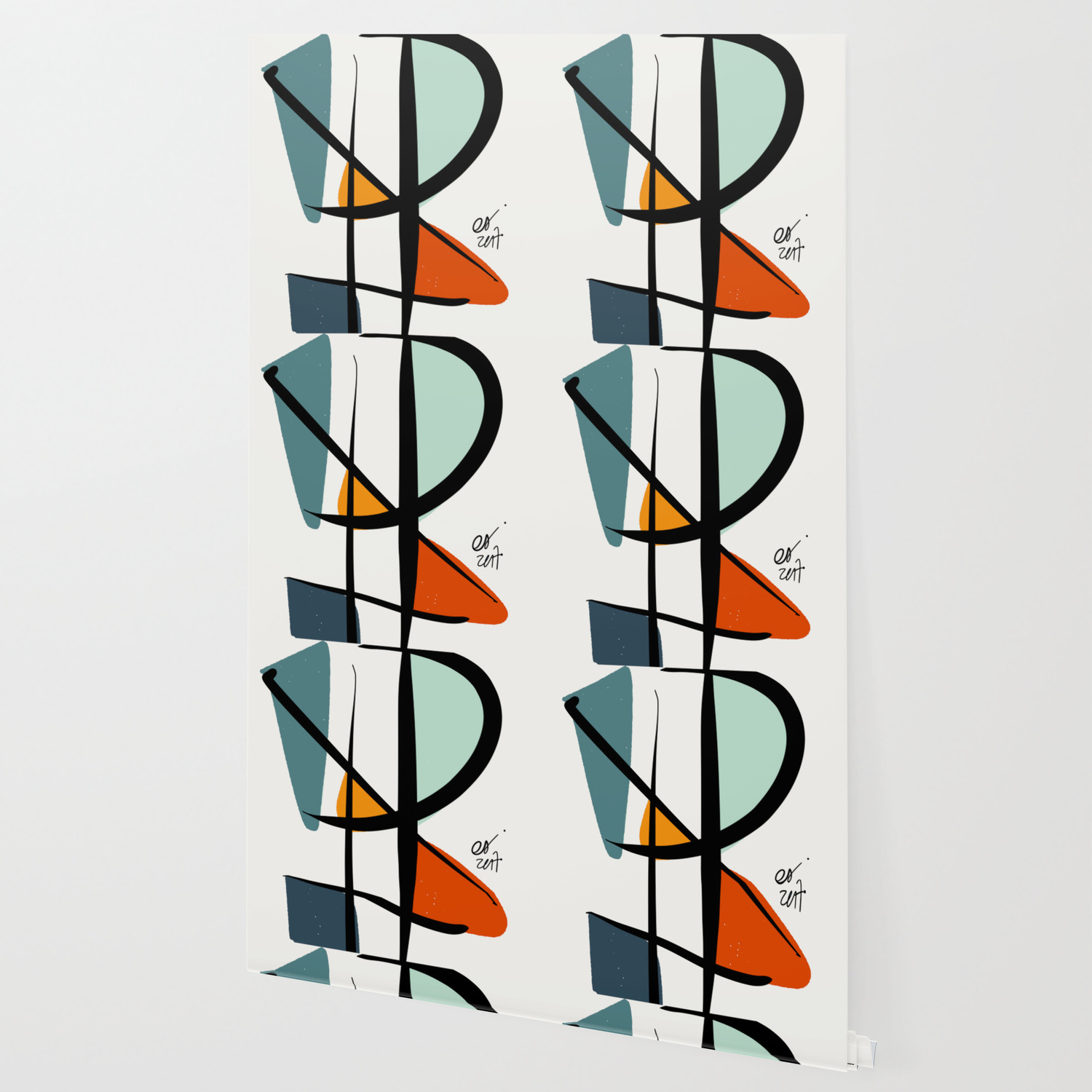 Abstract Minimal Lyrical Expressionism Art Blue Orange Wallpaper