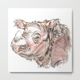 Harapan "Harry" the sumatran rhino Metal Print | Illustration, Animal 