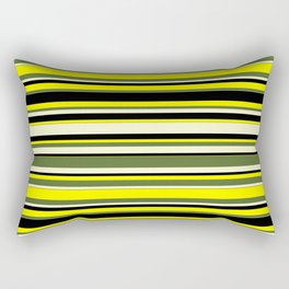 [ Thumbnail: Yellow, Dark Olive Green, Light Yellow, and Black Colored Lines Pattern Rectangular Pillow ]