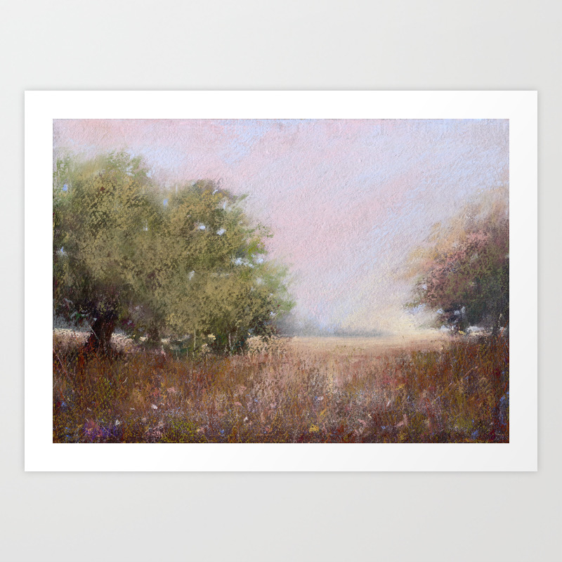 Quiet Afternoon Soft Pastel Landscape Painting Art Print By