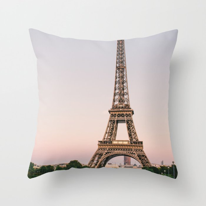Sunset at Eiffel Tower  Throw Pillow