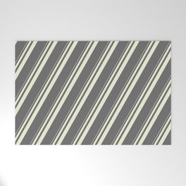 [ Thumbnail: Beige & Dim Grey Colored Striped/Lined Pattern Welcome Mat ]