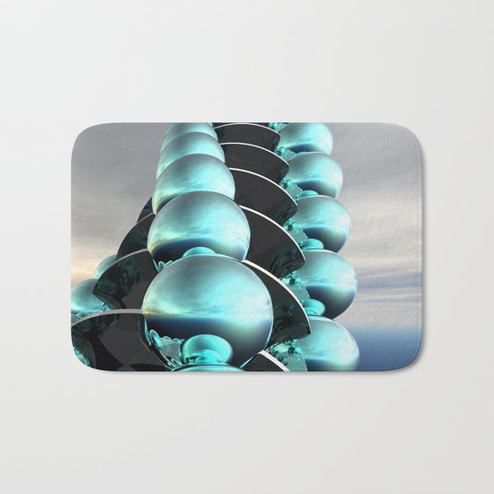 Column of Cyan Spheres Bath Mat
