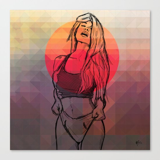 Geometric Sexy Girl Sketch Canvas Print