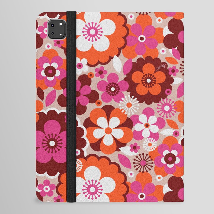 Groovy Florals – Pink & Maroon iPad Folio Case