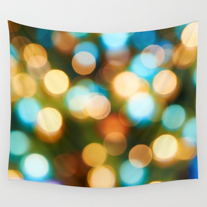 Abstract holiday Christmas background with blue and yellow Wall Tapestry