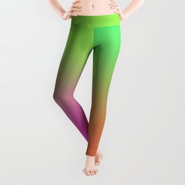 Bright Gradient Mi-Parti (Half And Half) Design! (Green, Pink, and Orange) Leggings