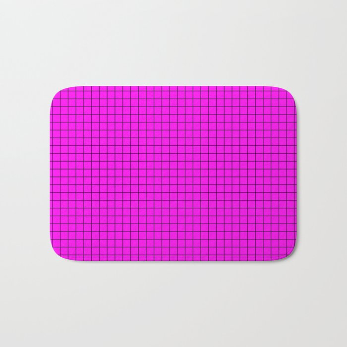 Pink Grid Black Line Bath Mat
