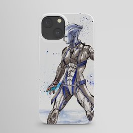 Liara from Mass Effect sumi style with calligraphy iPhone Case