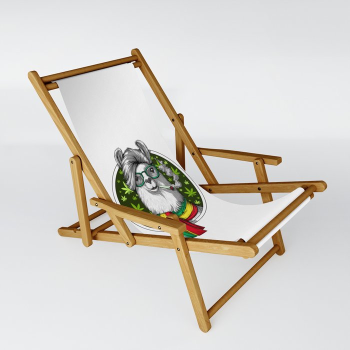 Stoner Llama Smoking Weed Sling Chair by Nikolay Todorov Society6