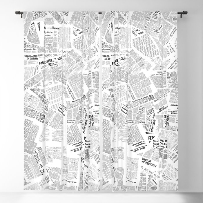 Newspaper Print Blackout Curtain