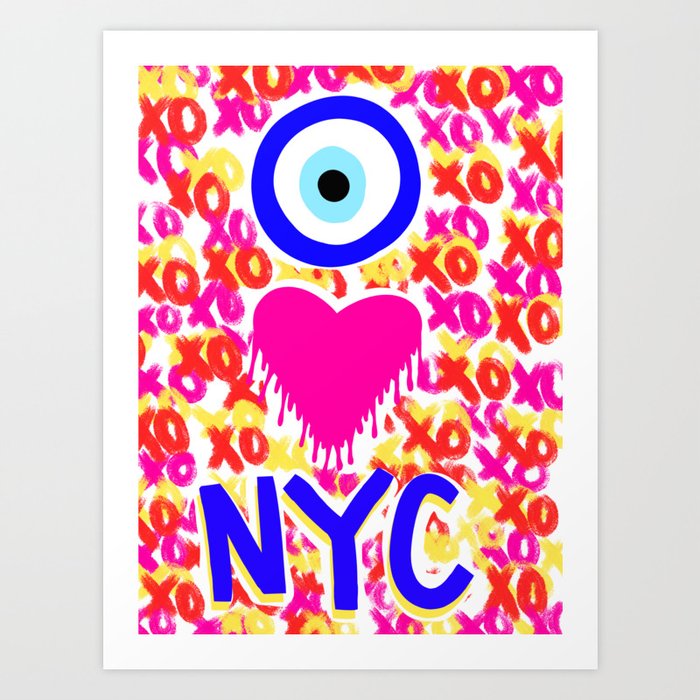 Evil Eye Heart New York Art Print