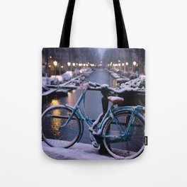 Amsterdam Bike in the Snow Tote Bag