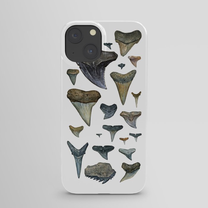 Fossil shark teeth watercolor iPhone Case