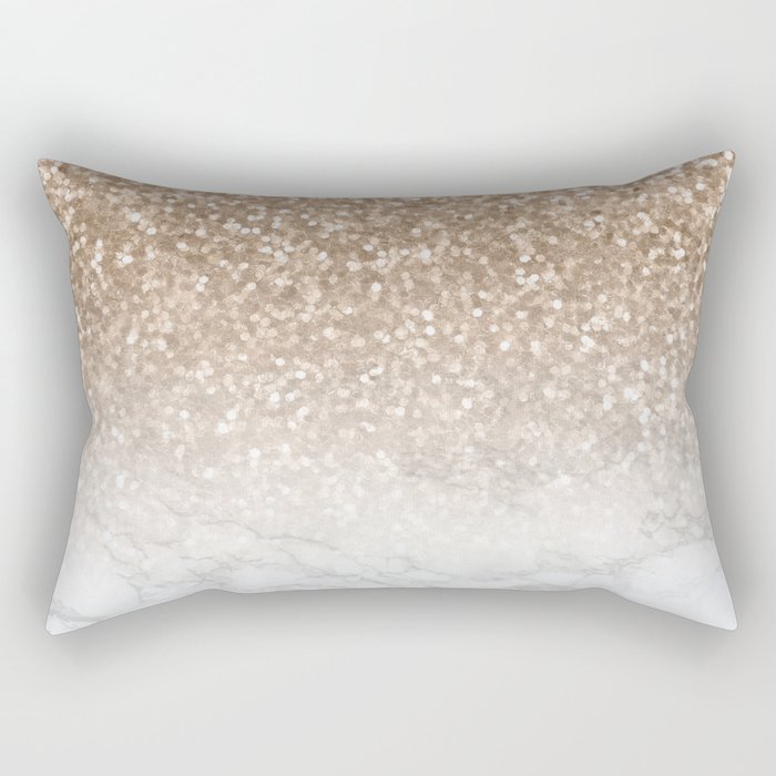 Sparkle - Gold Glitter and Marble Rectangular Pillow