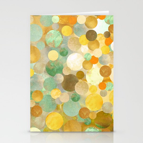 Yellow And Gold Circle Pattern Art Mosaic Abstract Stationery Cards