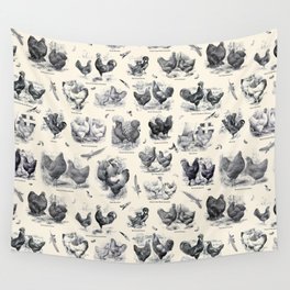 Cream and Black Vintage Victorian Toile Chicken Breeds   Wall Tapestry