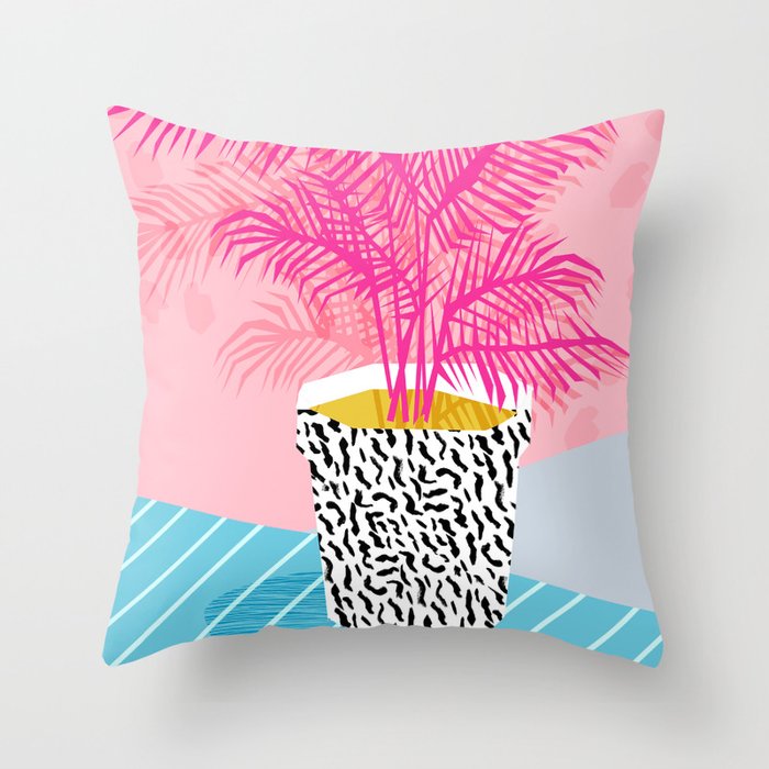 No Can Do - hipster abstract neon 1980s style memphis print palm springs socal los angeles desert Throw Pillow