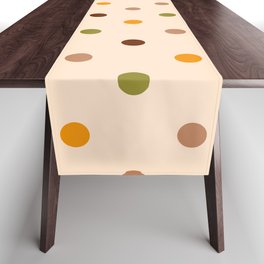 Retro 70s small polka dots orange, brown on cream Table Runner